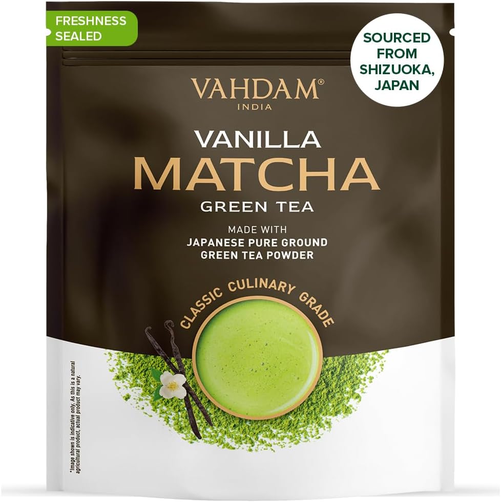 VAHDAM Japanese Vanilla Matcha Green Tea Powder (100g) | Premium Matcha with Pure Vanilla | Perfect for Lattes | Sourced from Japan