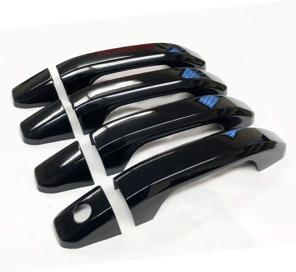 Ultra Finish Glossy-Black Series 8pcs Door Handle Covers Compatible with 2014-2019 Chevrolet Silverado+GMC Sierra Suvs Trucks