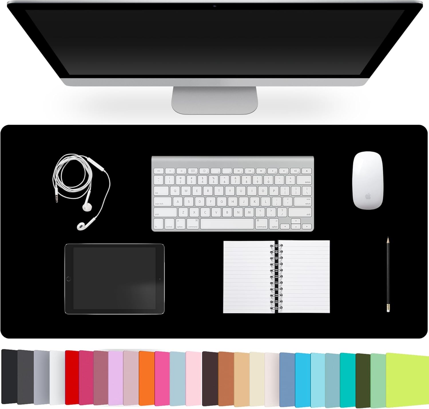 Leather Desk Pad Protector,Non-Slip Desk Pad,on-Slip PU Leather Large Mouse Pad,Easy Clean Desk Protecor Mat,Writing Pad for Office Work/Home/Decor(Black, 23.6" x 13.7")