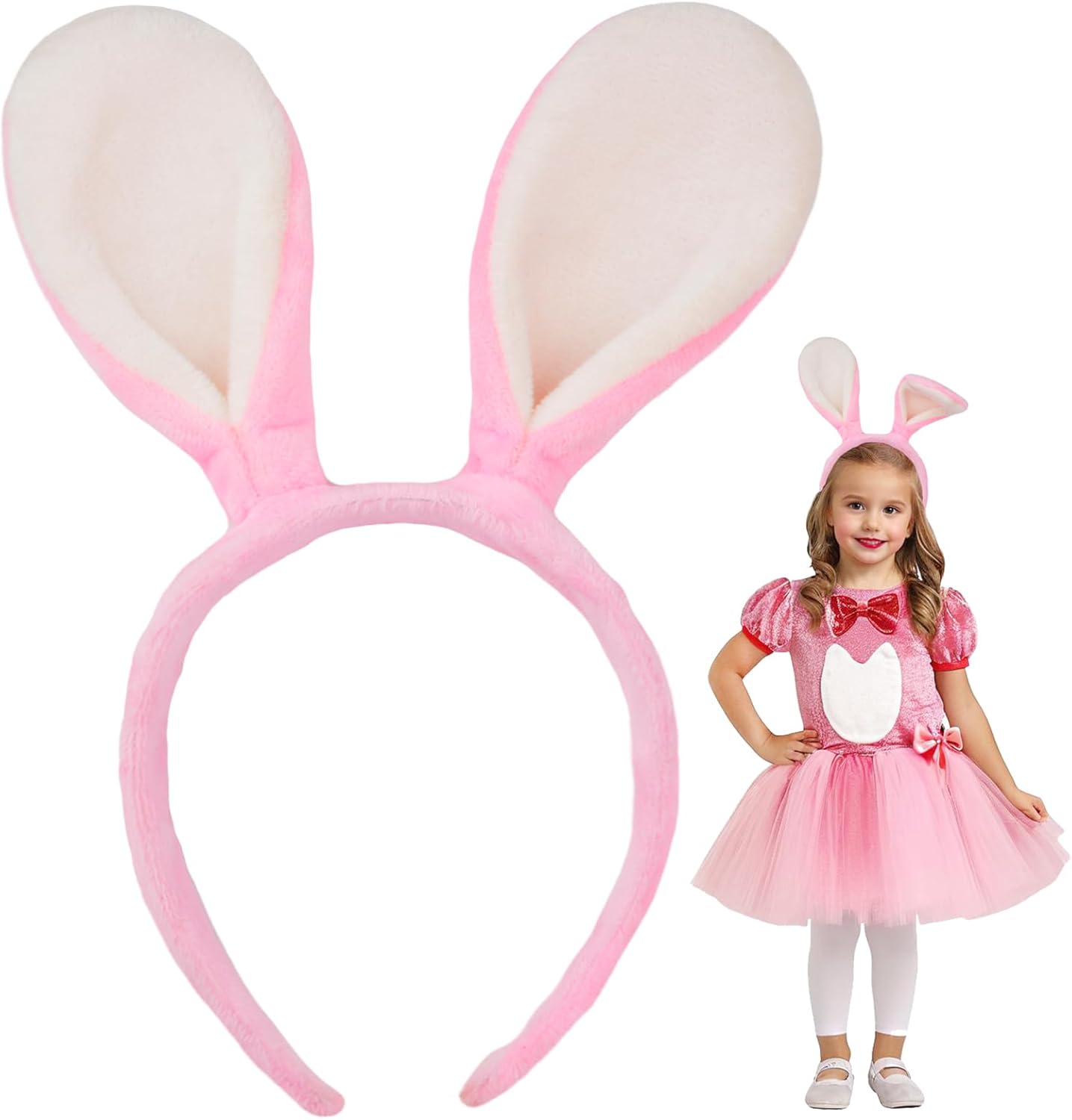 Bunny Ears Headband, Easter Headband, Soft-Touch Rabbit Ear Hairband Bunny Costume Party Accessory