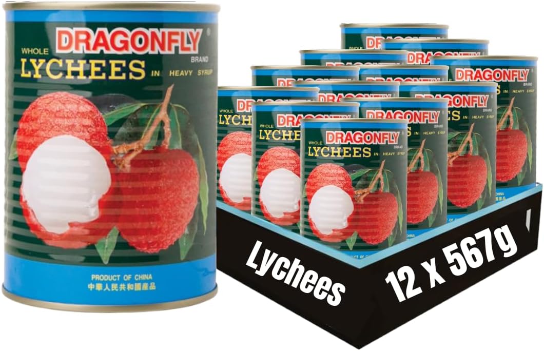 Lychee in bulk - Tinned lychees in syrup, Canned fruit for cocktail, tea and more (12x567g)
