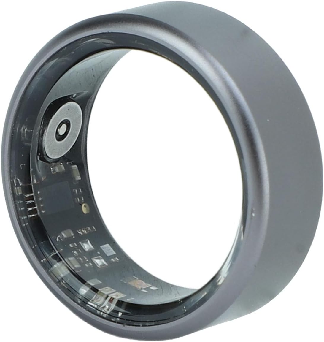 ASHATA Ultra Thin Smart Ring, Health Fitness Tracker Ring to Monitor Fitness Pedometer Sleep Tracking APP, Charging Case, Wearable Smart Health Ring for Men Women (Black)