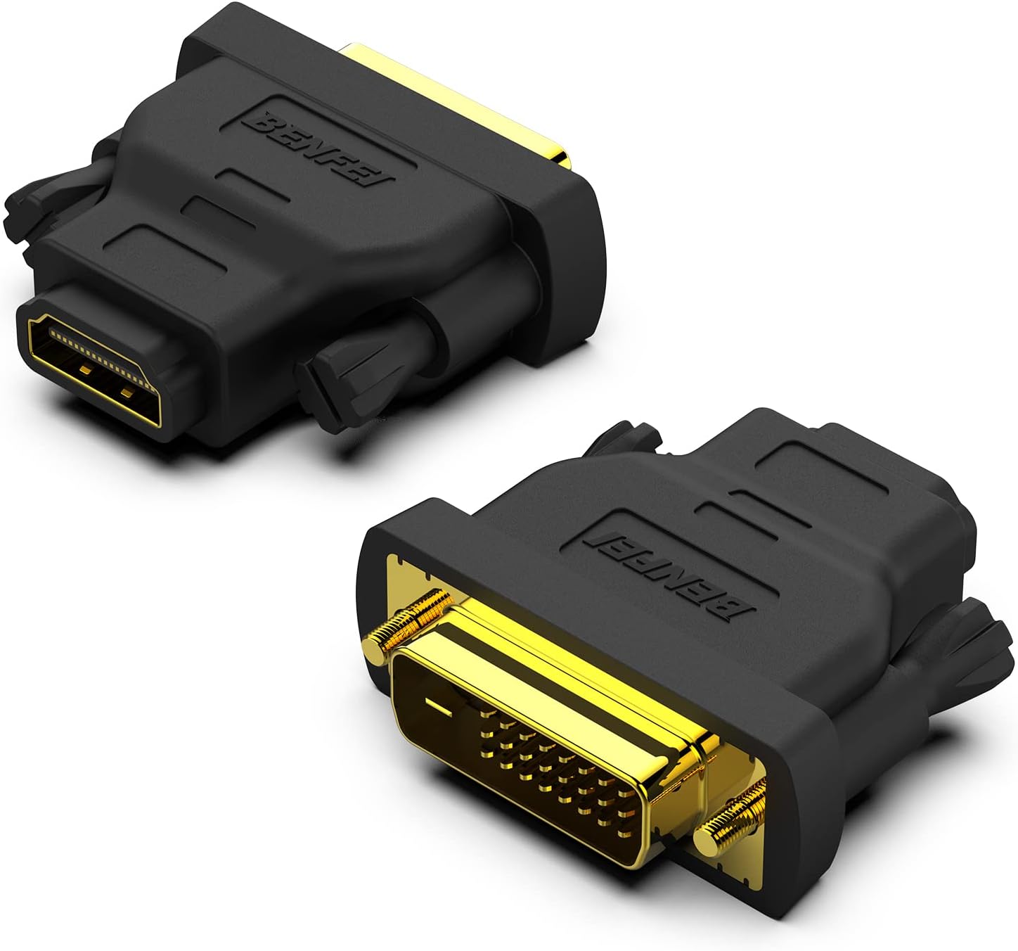 BENFEI DVI to HDMI, Bidirectional DVI-D to HDMI Male to Female Adapter with Gold-Plated Cord 2 Pack