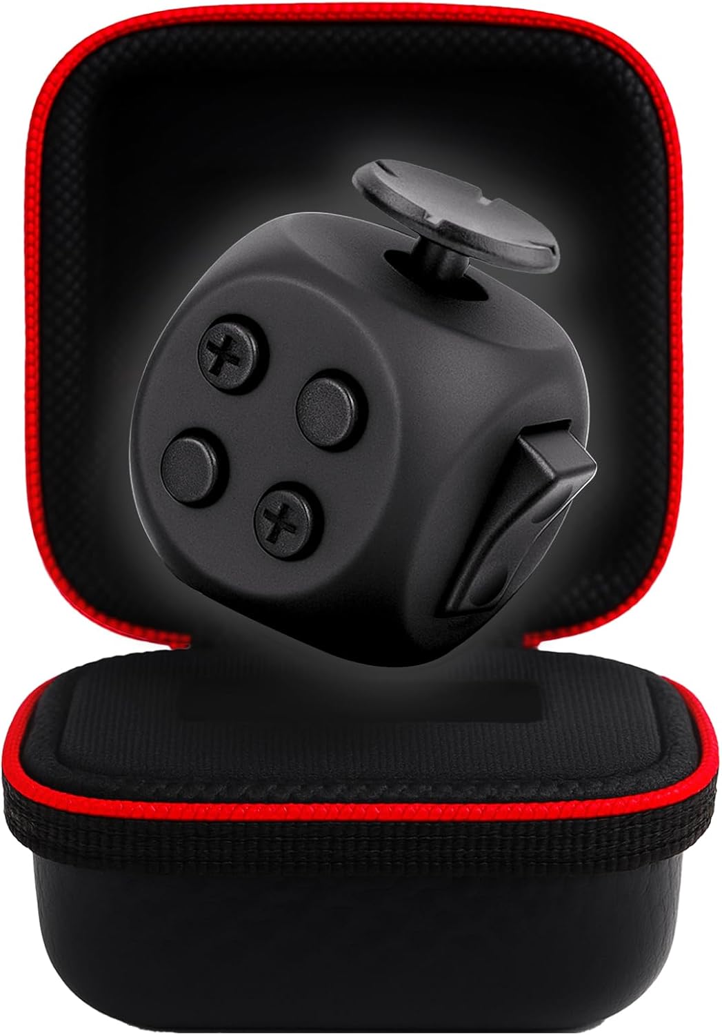 PILPOC theFube Fidget Cube, 6-Sided Stress Relief Infinity Cube for Adults & Kids, Boosts Concentration, Mindfulness Aid, Silent & Audible Modes, Includes Carry Case for Portability (Midnight)