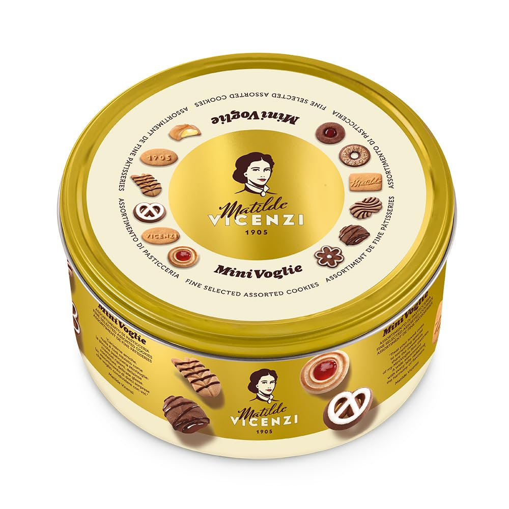 Matilde Vicenzi Minivoglie Shortbread Cookies Gift Tin - Assorted Italian Butter Cookies & Pastries for Gifting, Italian Cookies Gifts For Birthdays, & Special Occasions, Kosher Dairy, Non-GMO, 17.6 oz