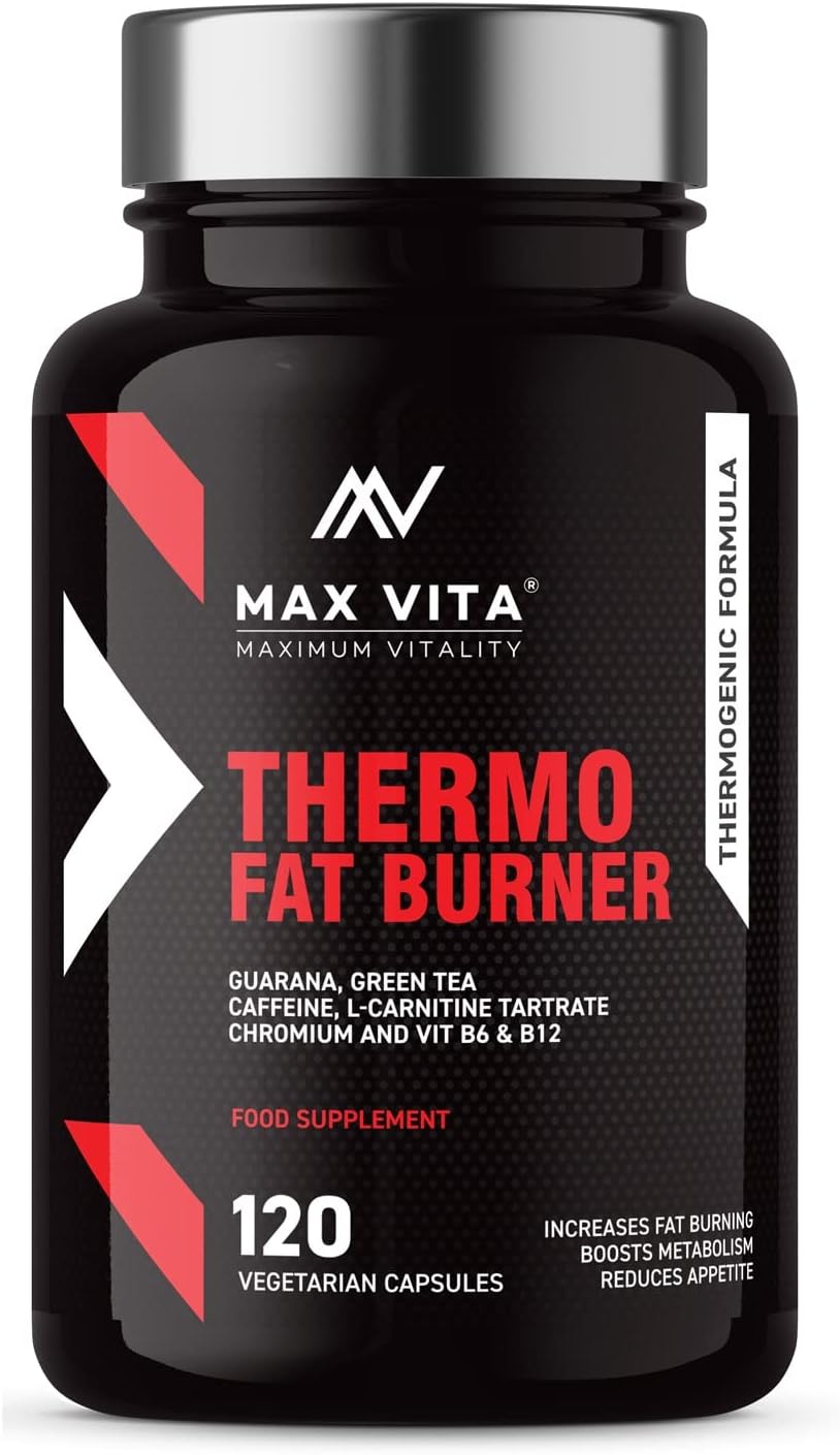 Thermo Fat Burner High Strength Diet Pills for Men and Women – Keto Friendly – Guarana & Green Tea Extract - L Carnitine & Caffeine – Chromium & Magnesium - Vitamin B6 & B12-120 Vegetarian Capsules