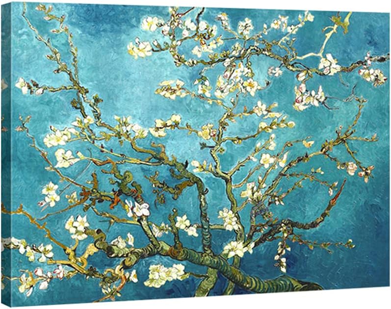 Wieco Art Flowers Paintings Canvas Wall Art for Living Room Bedroom Home Office Decorations Large Almond Blossom by Vincent Van Gogh Classic impressionist Floral Canvas Pictures Print Artwork