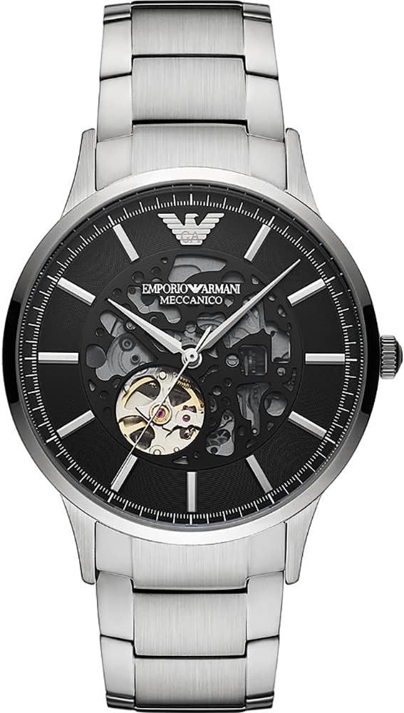EMPORIO ARMANI Watch for Men, Automatic Movement, 43 mm Rose Gold Stainless Steel Case with a Leather Strap, AR60007