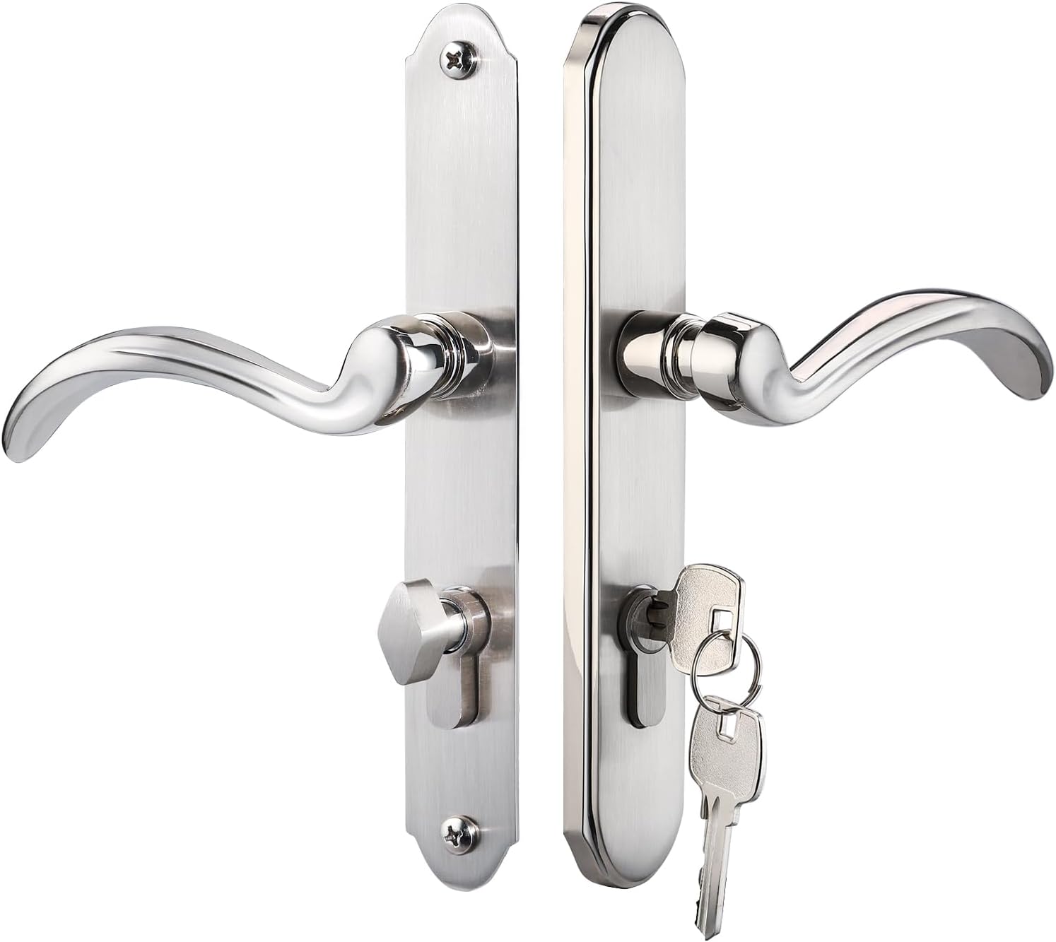 Storm Door Handle Accessory Set fit Pella Storm Door Handle Replacement Part, with Key and Lock Cylinder, Mortise Lock Not Included (Brushed Nickel)