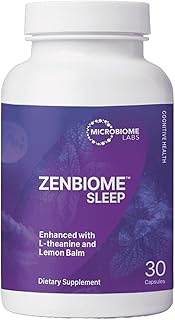 Microbiome Labs Zenbiome Sleep - L Theanine Supplement with Lemon Balm Extract & Probiotics with Bifidobacterium Longum - Help Soothe The Gut-Brain Axis at Bedtime (30 Capsules)