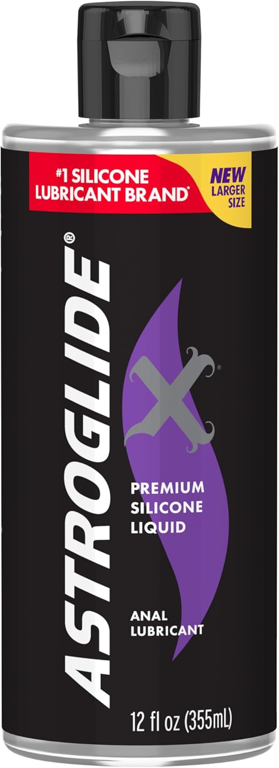 Astroglide Silicone Lube (12 oz), X Premium Personal Lubricant for Vaginal and Anal Sex, Extra Long-Lasting Silky Lube, Waterproof