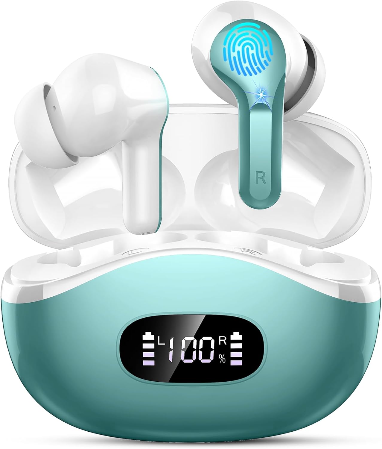 Wireless Earbuds Bluetooth Headphones, 2025 Hi-Fi Stereo Deep Bass Ear Buds, 4 ENC Noise Cancelling Mic, 40Hrs USB-C in-Ear Earphones, IP7 Waterproof Headset Workout Sport for Laptop Pad Android iOS