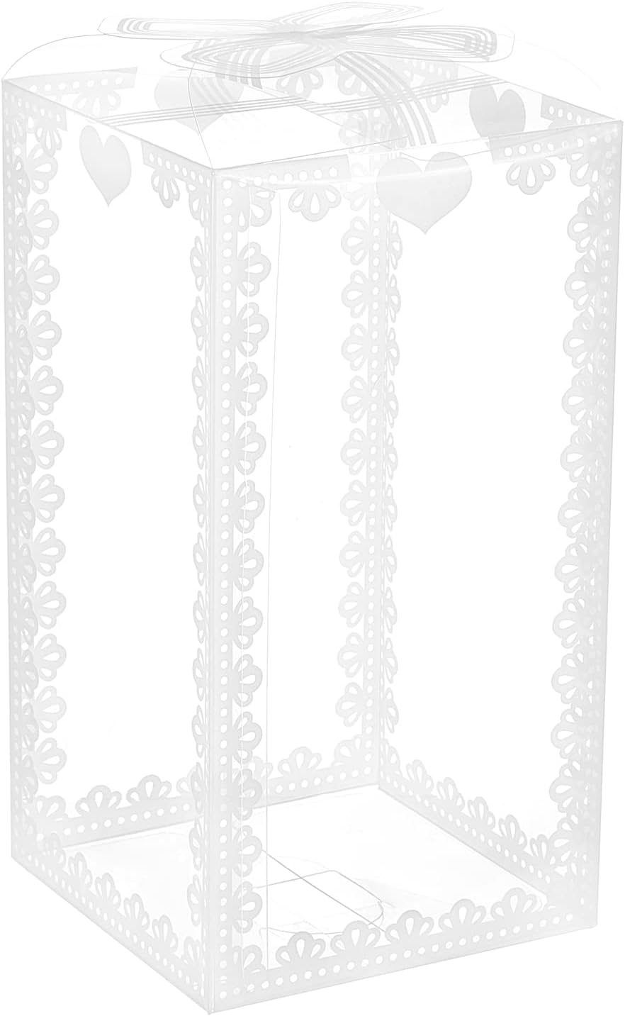 BENECREAT 24PCS Clear Wedding Favour Boxes with Bowknot Pattern 15x8x8cm/6x3x3inch Rectangle PVC Transparent Gift Boxes for Candy Chocolate Gift Wrapping