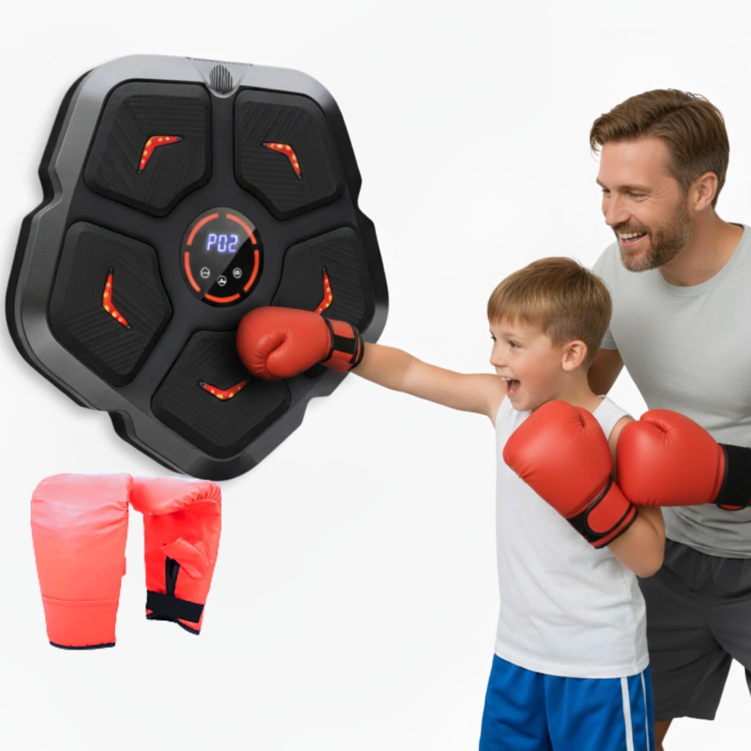 DEMPOWER Upgraded Music Boxing Machine with Boxing Gloves Fun Gift for Adults and Kids, 9 Level Light Up Interactive Exercise Punching Machine with Bluetooth Speaker