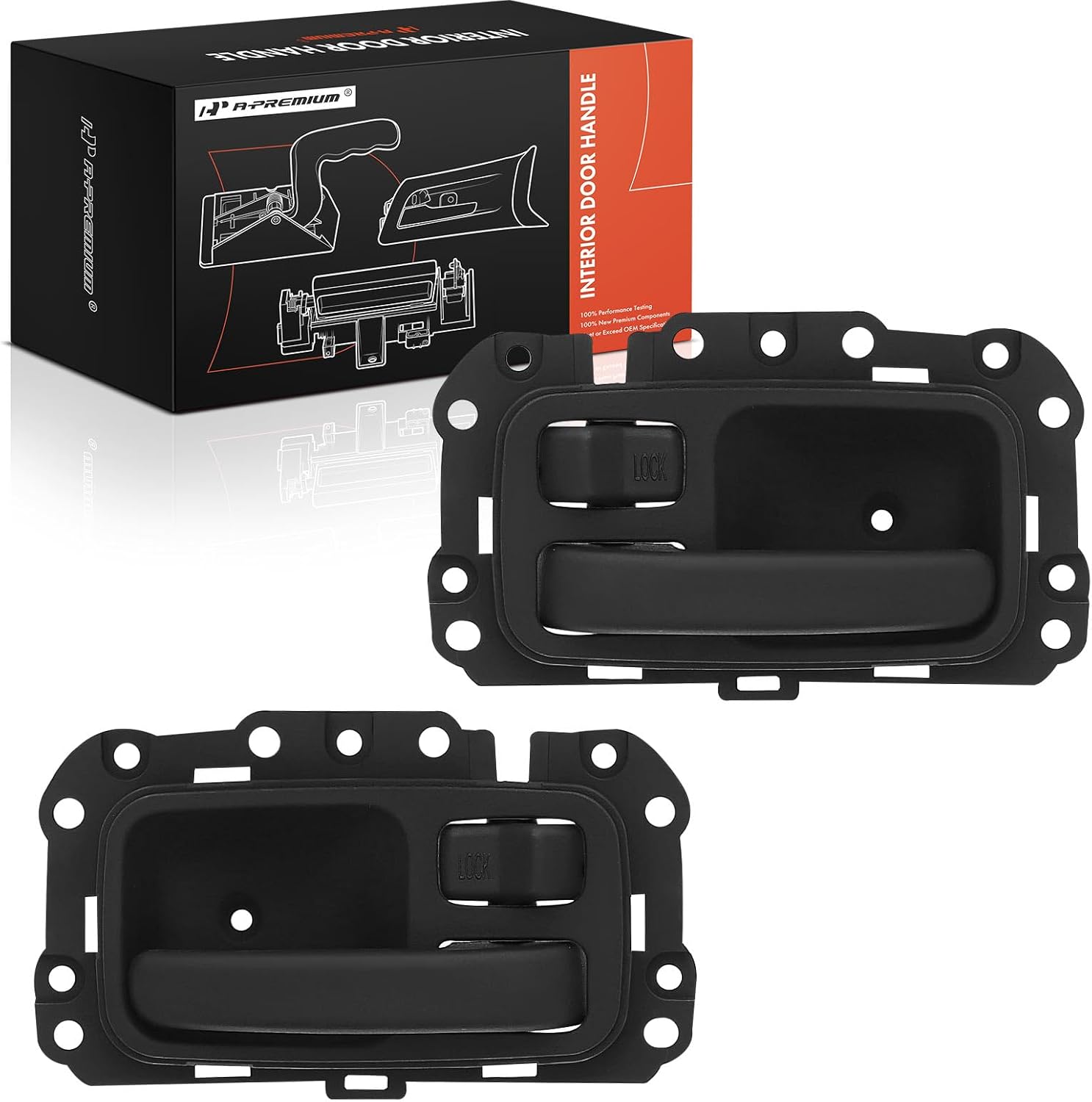 A-Premium Inside Interior Door Handles Compatible with Jeep XJ Series Cherokee 1997 1998 1999 2000 2001, Textured Black, 2-PC Set, Front or Rear Driver and Passenger Side