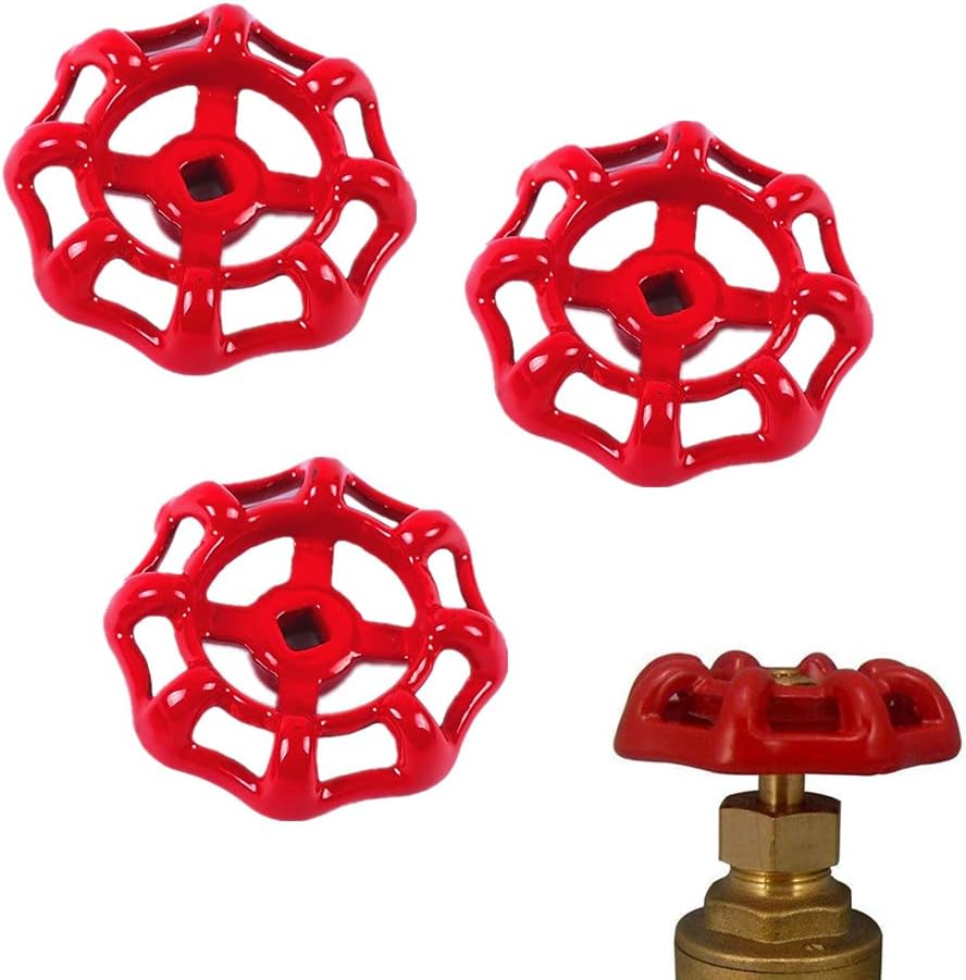 3 Pcs Faucet Handle Replacement - Red Valve Handwheel Gate Valve for Faucet