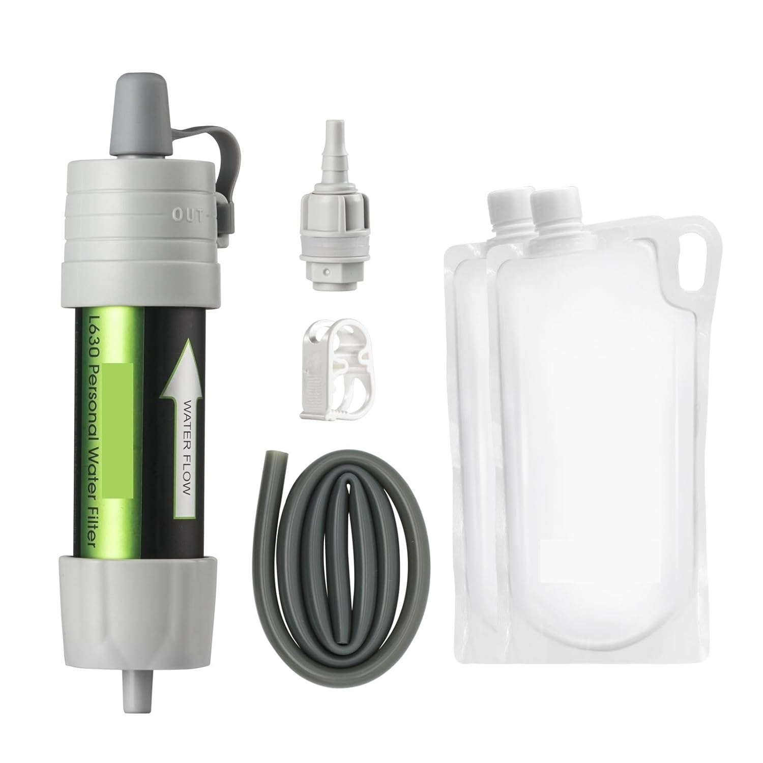 Outdoor Water Filter, Water Filtration System With Transparent Bag Ultrafiltration Direct Drinking Water Filtration Under-sink & Countertop Filtration(Grijs)