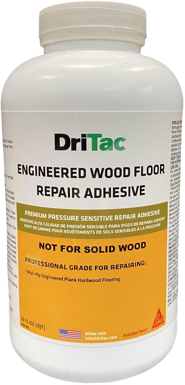 Sika DriTac - Professional Wood Floor Repair Adhesive - White - Repairs Gaps and Hollow Spots - for pros and DIYers - 1 Qt.