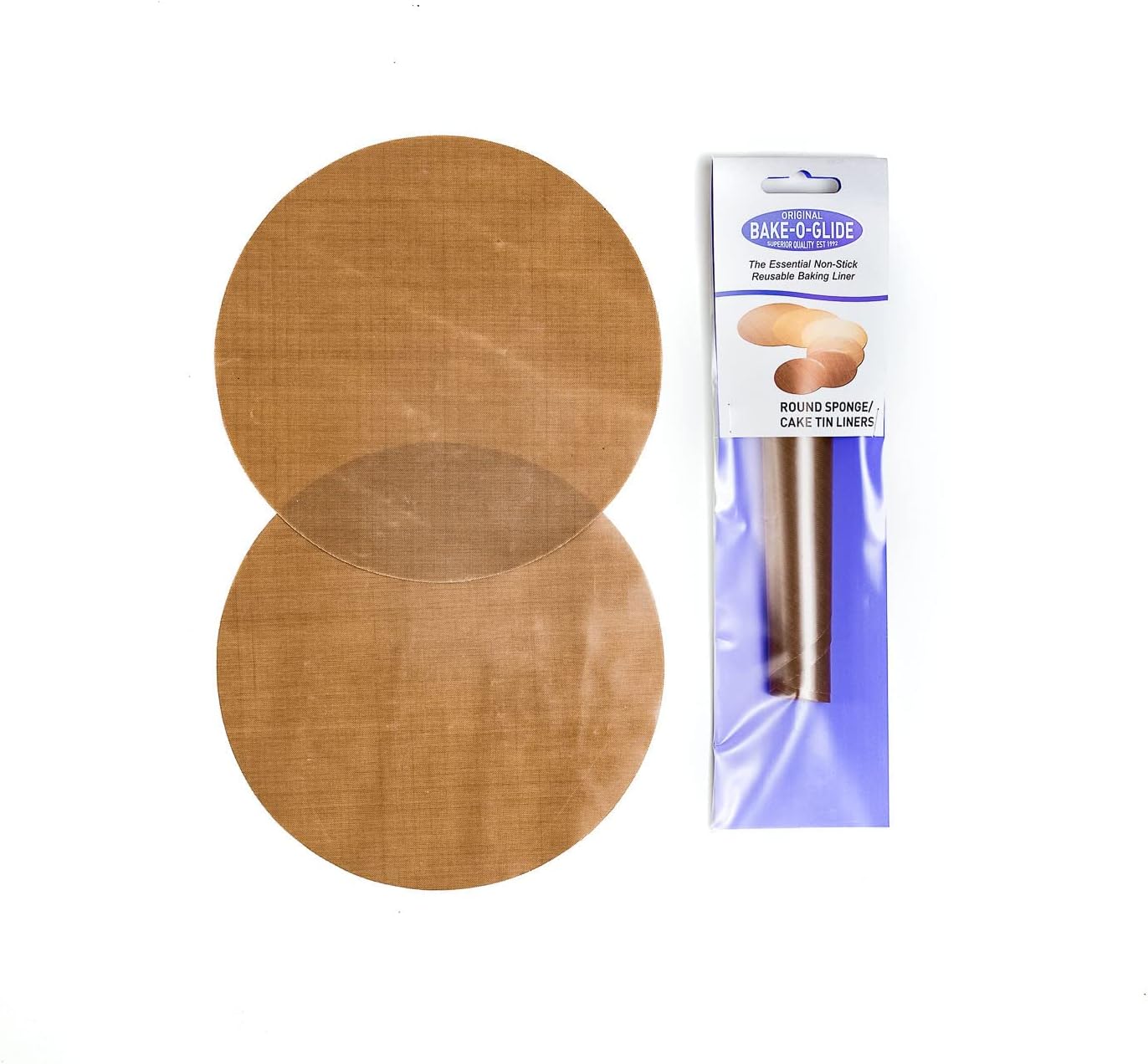 Bake-O-Glide Multigrade Sponge Tin Liners, 2 Pack of Pre-Cut Circles, 12" / 300mm, Brown