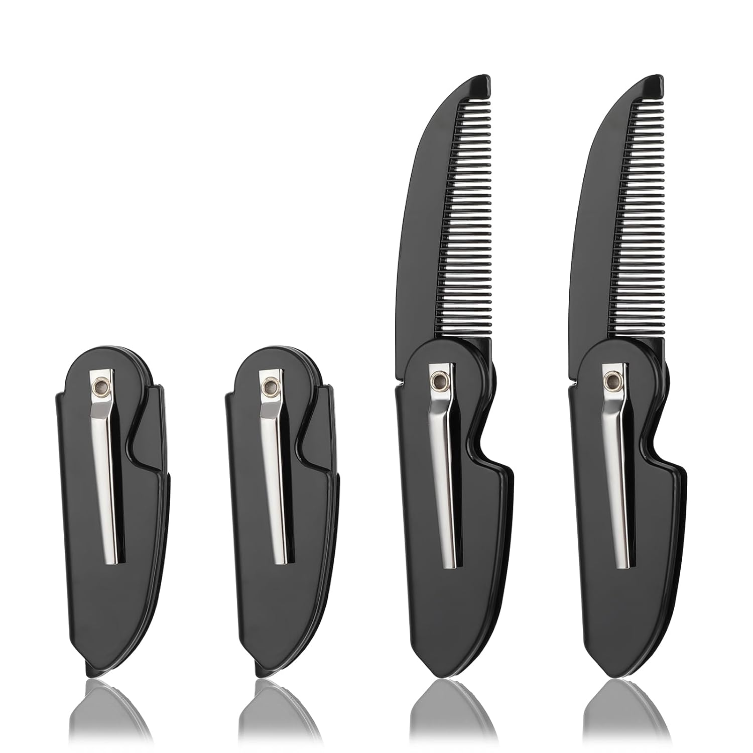 4 Pcs Folding Mustache Comb Portable Beard Comb Fine Teeth Beard Brush Plastic Mustache Brush Moustache Comb Small Pocket Comb for Men Mustache Hair Care Styling Grooming