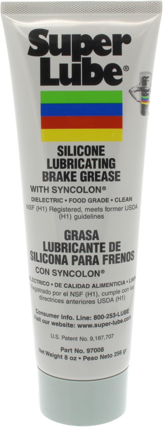 Super Lube 97008 Silicone Lubricating Brake Grease with PTFE, 8 oz Tube, Translucent White