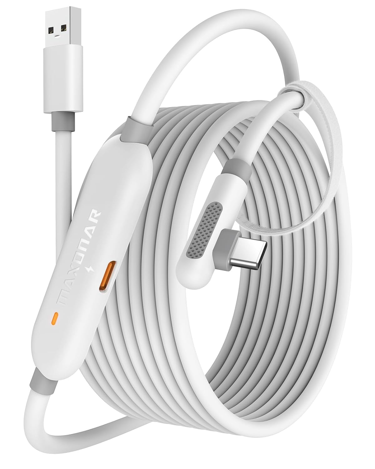 Maxonar VR Charging Link Cable 5m (Next-Gen Chip) Compatible with Meta Quest 3S/Quest 3/Oculus Quest 2/Pico 4 and PC VR Headset Steam VR Accesorios 5Gbps High Speed USB 3.0 to USB C Cable (White)