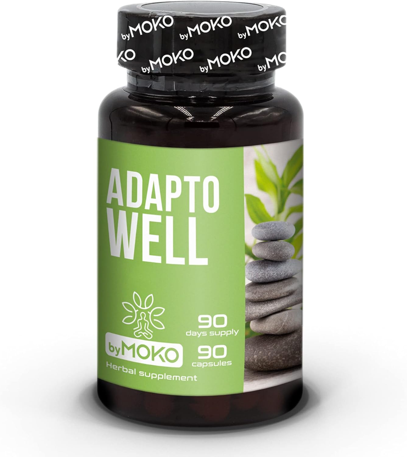 AdaptoWELL Stress and Anxiety Relief Supplement - Calm Complex with Ashwagandha, Passionflower, Hawthorn Berry, and Lemon Balm Extract, Relaxation Formula for Mood, Sleep aid, Wellness 90 Capsules