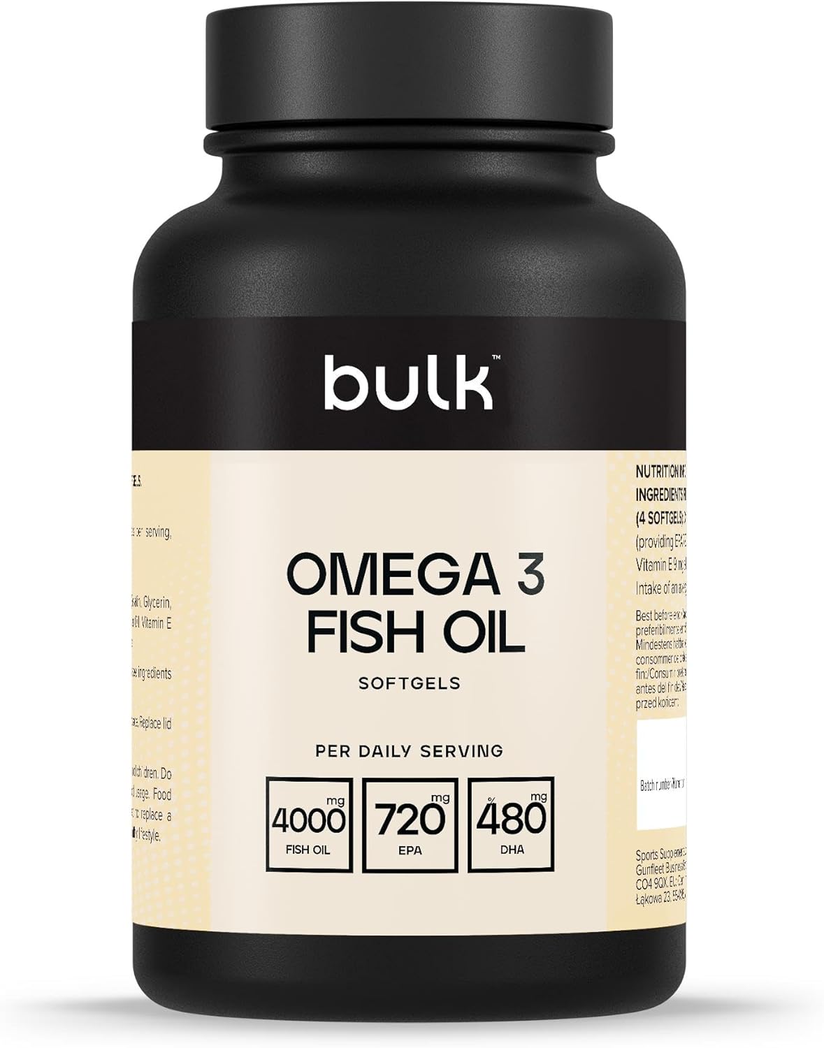 Bulk Omega 3 Fish Oil Softgels, 1000 mg, Pack of 90