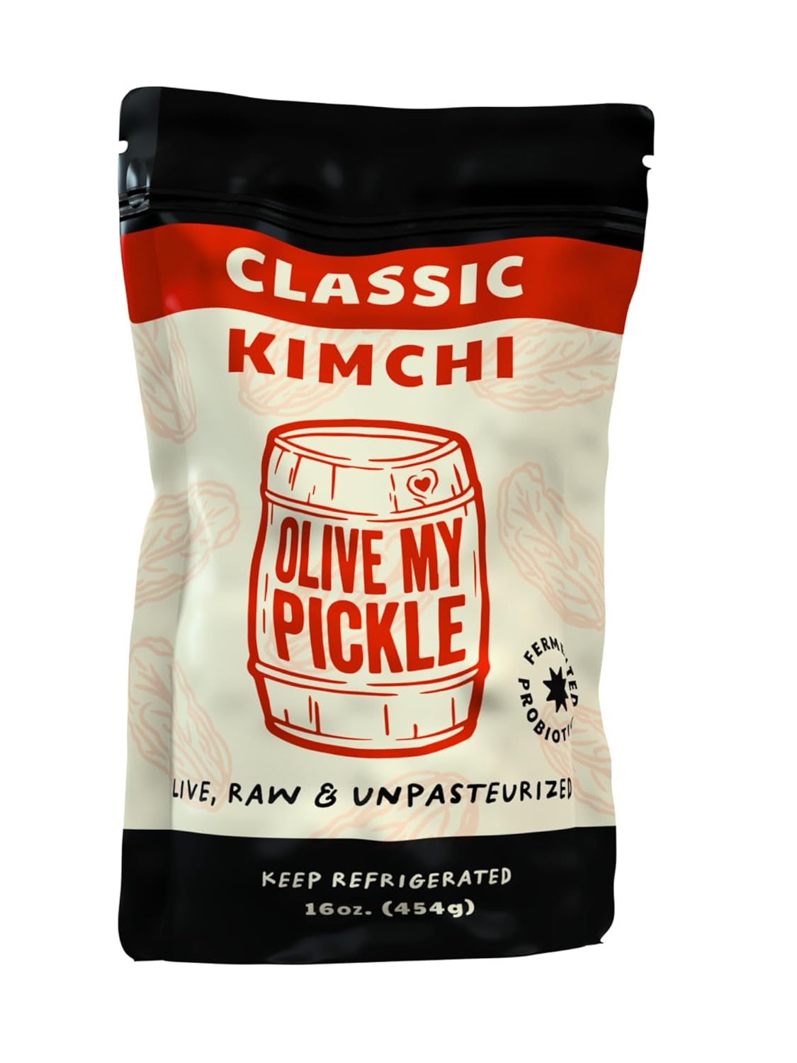 Olive My Pickle Organic Kimchi Fermented - 16 oz | 1 Pack of Classic Probiotic Napa Cabbage Kimchi | Fresh Korean Kimchi with Natural Probiotics for Gut Health - Perfect for Ramen & Spicy Noodles