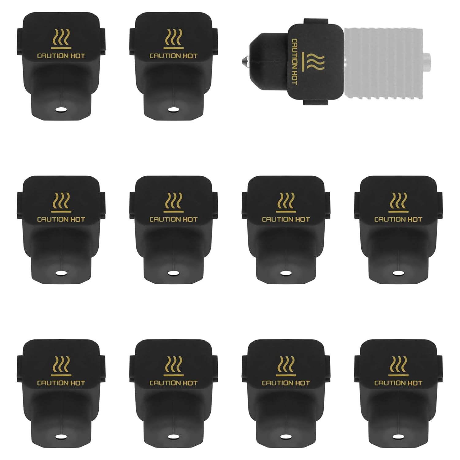 10 Pcs Silicone Sock for Bambu Lab A1/A1 Mini, Hotend Heater Block Silicone Cover Nozzle 3d Printer Print Head Boot High Temperature Enclosure Black Accessories Parts Protecting Extruder Sleeve