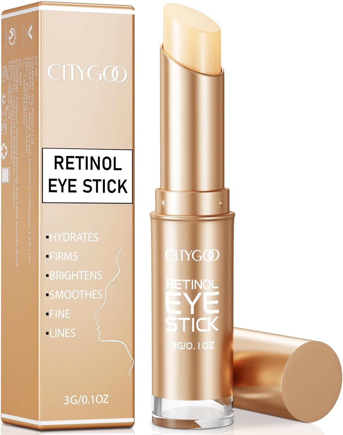 Retinol Eye Stick With Collagen, Hyaluronic Acid For Dark Circle, Wrinkles in 3-4 Weeks, Under Eye Cream Anti Aging, For Puffiness and Bags Reduces Fine Lines