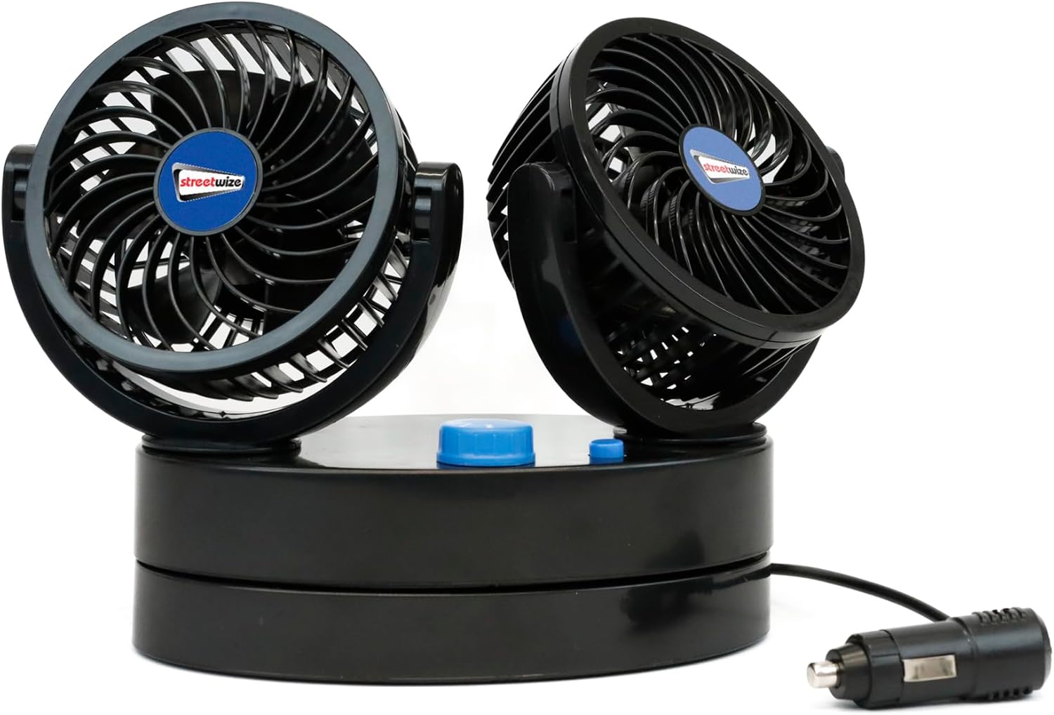Streetwize – Portable Twin Cyclone Oscillating 12v Car Fan | Dual Speed with On/Off Button | 360° Degree Fan | Ideal For: Cars, Van, 4x4's, Caravans and Motorhome's SWCF5