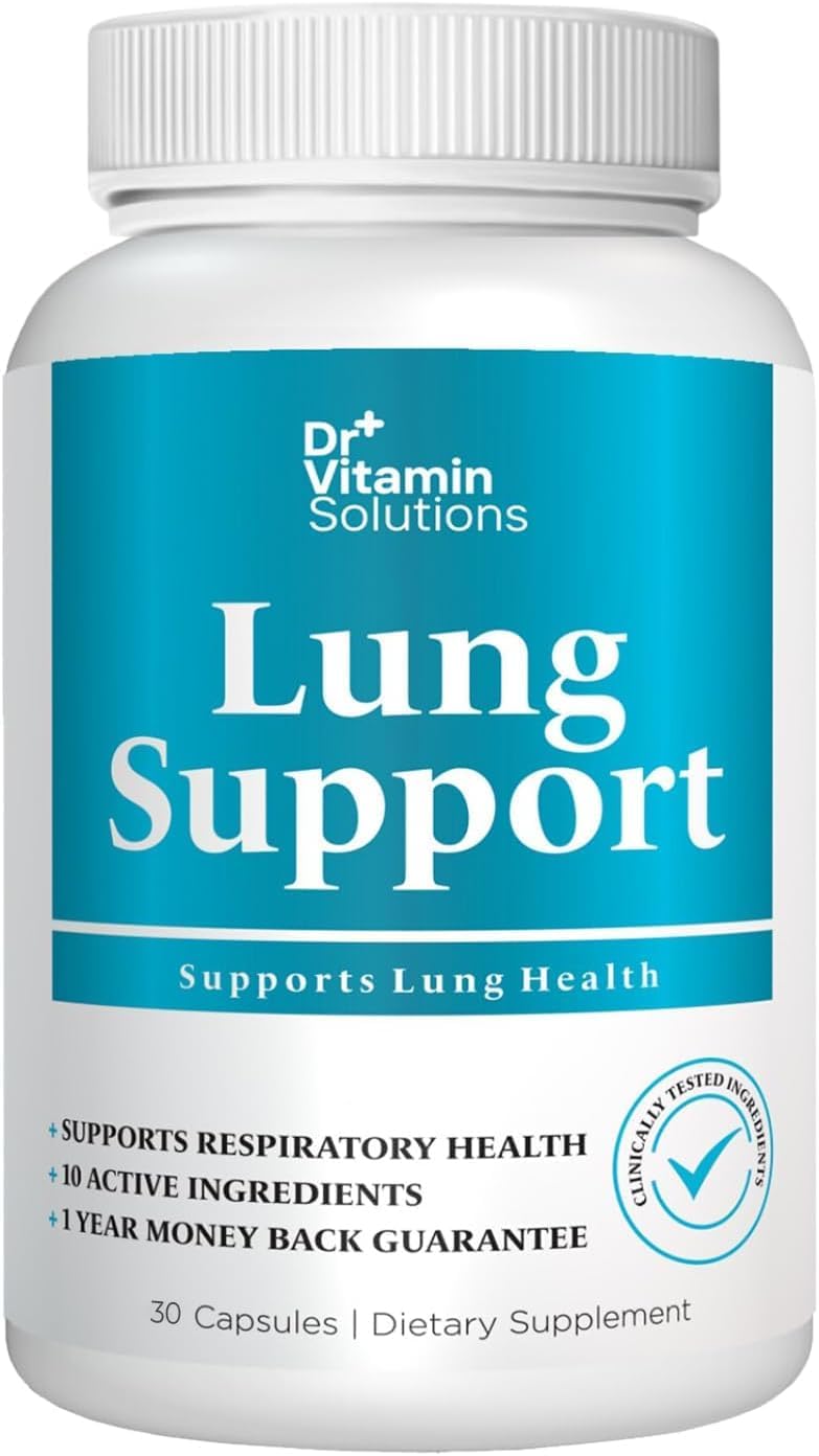 DR VITAMIN SOLUTIONS Lung Detox Supplement with Vitamin C, Cordyceps, Butterbur & Nettle Leaf - Supports Lung Health & Respiratory Function - Herbal Blend for Breathing & Oxygen Flow - 30 Capsules