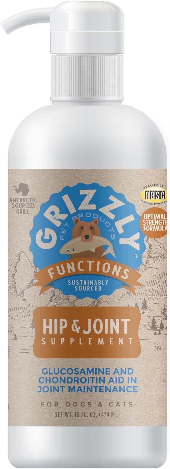 GRIZZLY PET PRODUCTS Joint Aid for Dogs Liquid Hip and Joint Support (Extra Strength), 16 fl oz