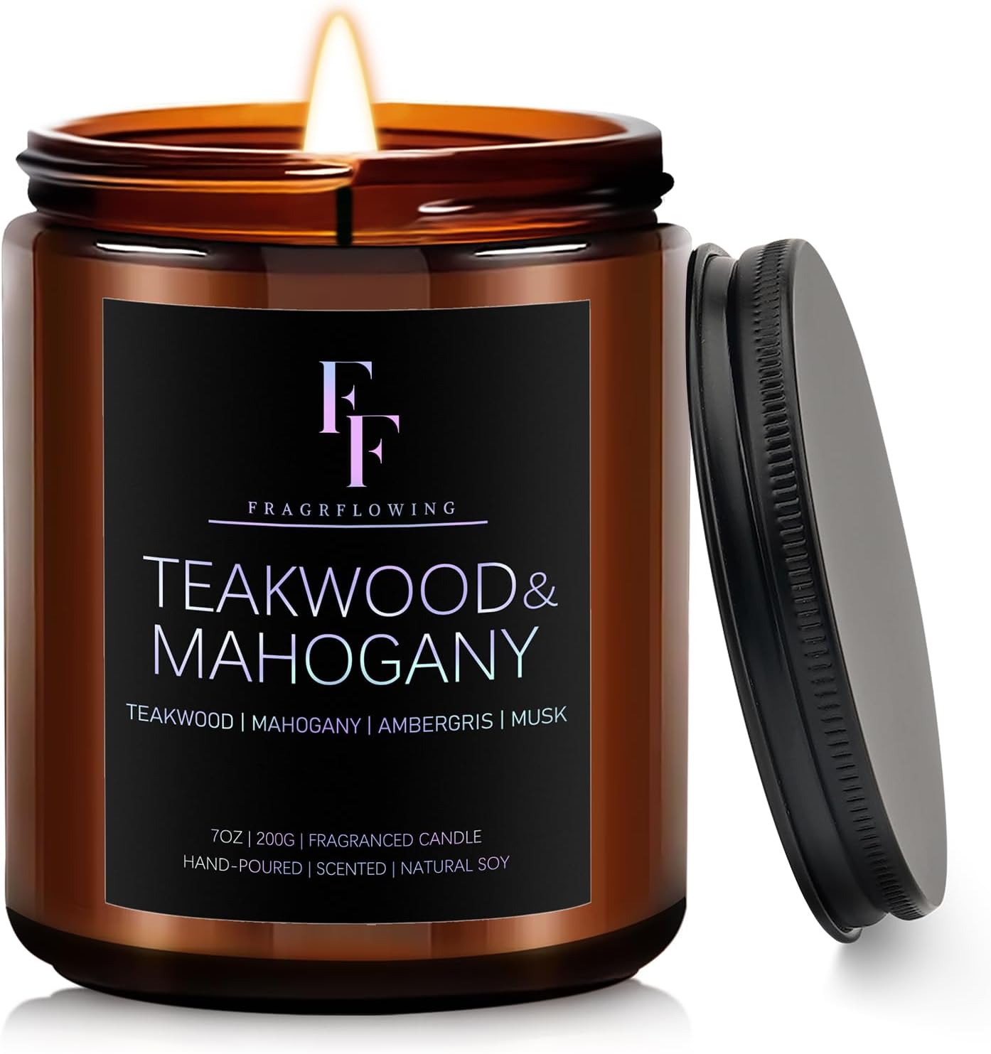 Teakwood & Mahogany Candle, Scented Candle for Home Soy Wax Candle, Aromatherapy Candle Gifts, 7oz