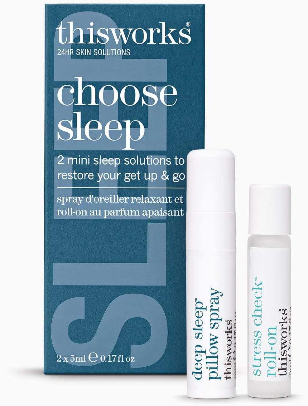This Works Choose Sleep Gift Set - Travel Size Kit with Soothing Duo of Deep Sleep Pillow Spray and Stress Check Roll On for Relaxation - Self Care and Sleep Gifts for Women