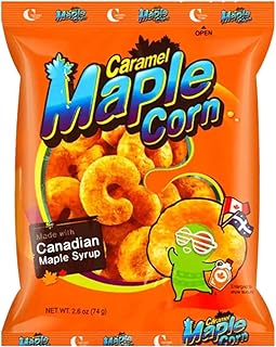 Crown Caramel Maple Corn Snack, Made with Canadian Maple Syrup, K food Snack, 2.6 oz, Natural Story