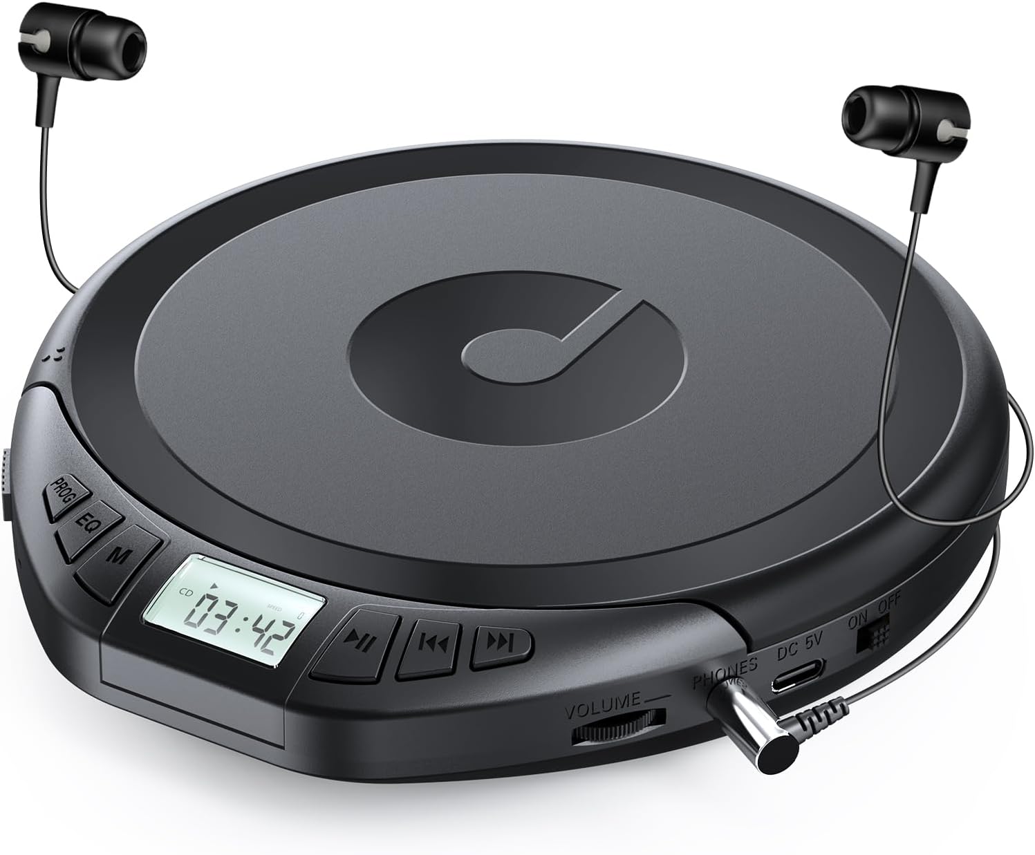 Gueray CD Player Portable CD Walkman: with Earphones Portable CD Player for Car with Anti-Skip Shockproof Personal CD Player with LCD Display Support PROG Memory Function Repeat Playback Sound