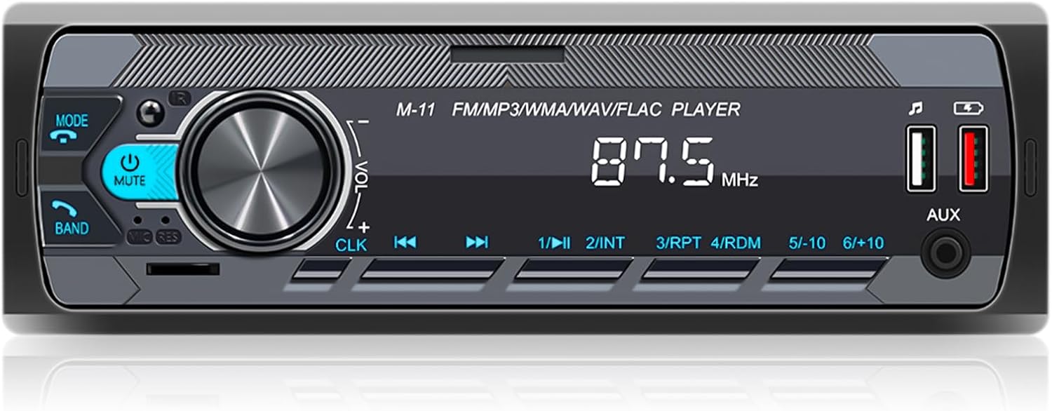SIXWIN Single Din Car Stereo with Bluetooth 5.0 Hands Free Calling Voice Control Car Stereo FM Radio Car Mp3 Player USB AUX Port Audio Recording Remote Control Car Audio System Car Audio Receivers