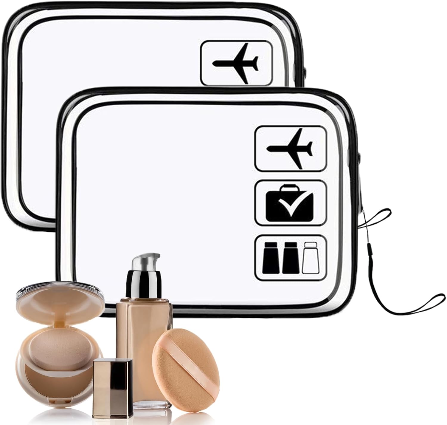 Clear Toiletry Bag, 2 Pack TSA Approved Travel Toiletry Bag Carry on Travel Accessories Bag Airport Airline Quart Size Bags Travel Makeup Cosmetic Bag for Women Men (2pcs)