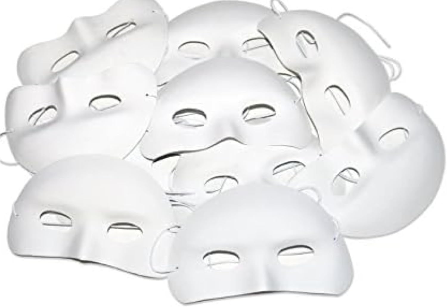 Kids B Crafty Half Masks for Kids - 12 White Craft Masks to Decorate, Mask Making Kit