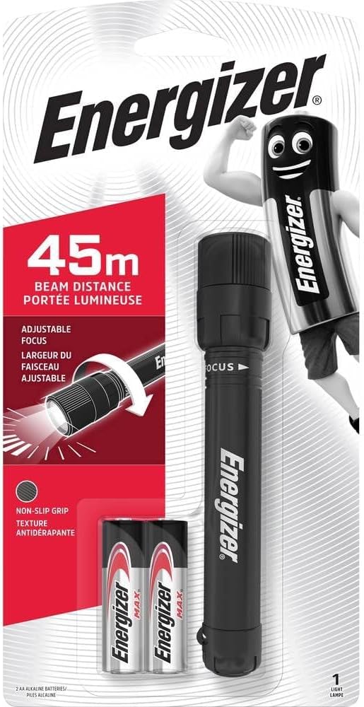 Energizer X Focus LED Torch, Bright Flashlight, Water Resistant, For Indoor and Outdoors, Batteries Included