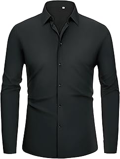 Alimens & Gentle Mens Dress Shirts 4-Way Stretch Long Sleeve Shirts for Men Botton Down Shirt Men Slim Fit Wrinkle Free