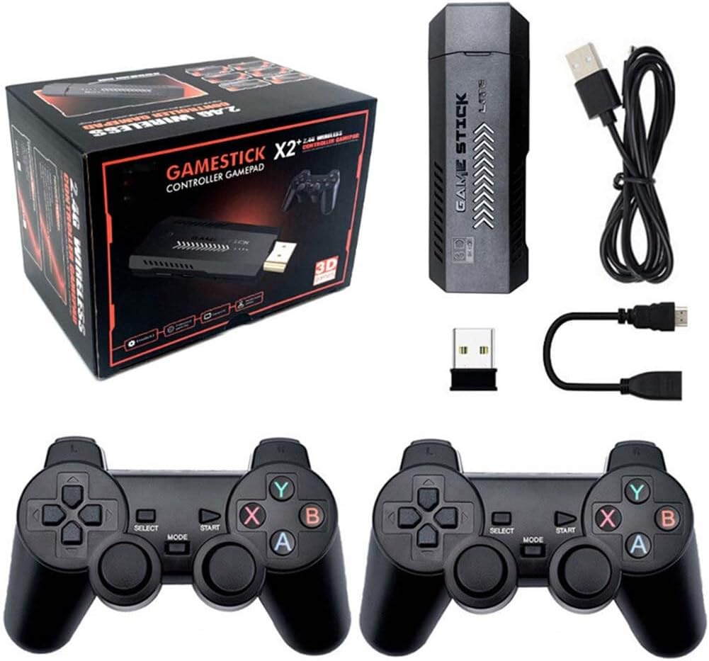 X2 Plus 4K Retro Game Stick, HD Home Video Game Console with 2 Wireless Controllers, HDMI Output, 30000+ Built-in Games (128GB)