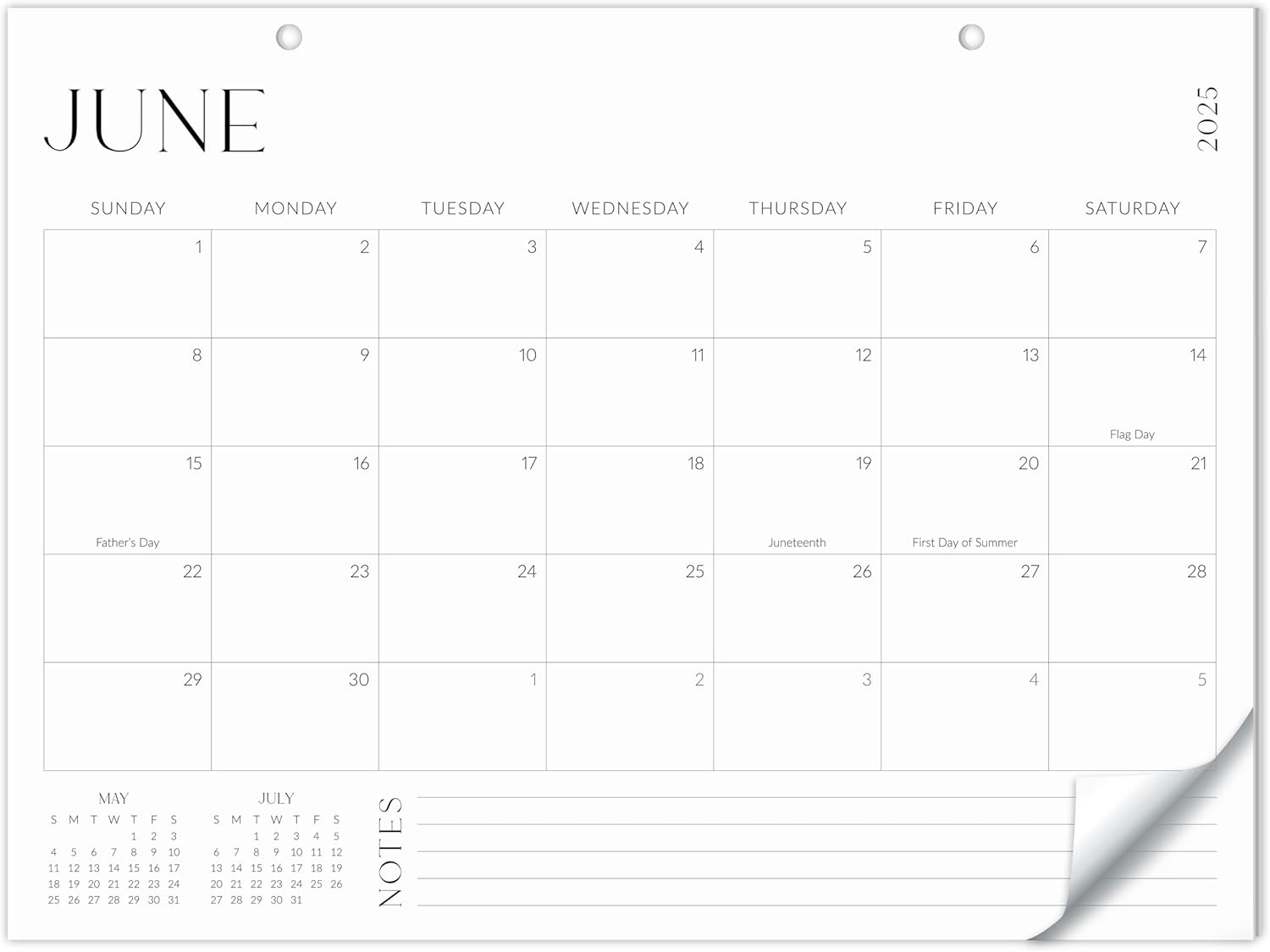 Aesthetic 2025-2026 Desk Calendar - Runs From June 2025 Until December 2026 - Large Minimalistic Office Desktop/Wall Calendar 16"x12" for Easy Organizing