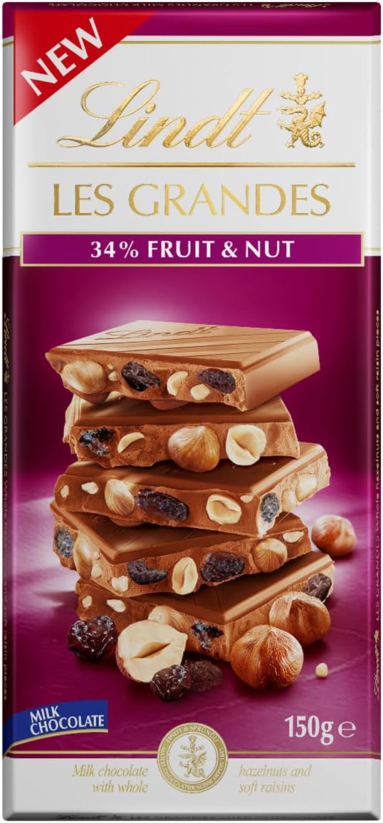 Lindt Les Grandes Milk Chocolate Fruit & Nut Bar 150g