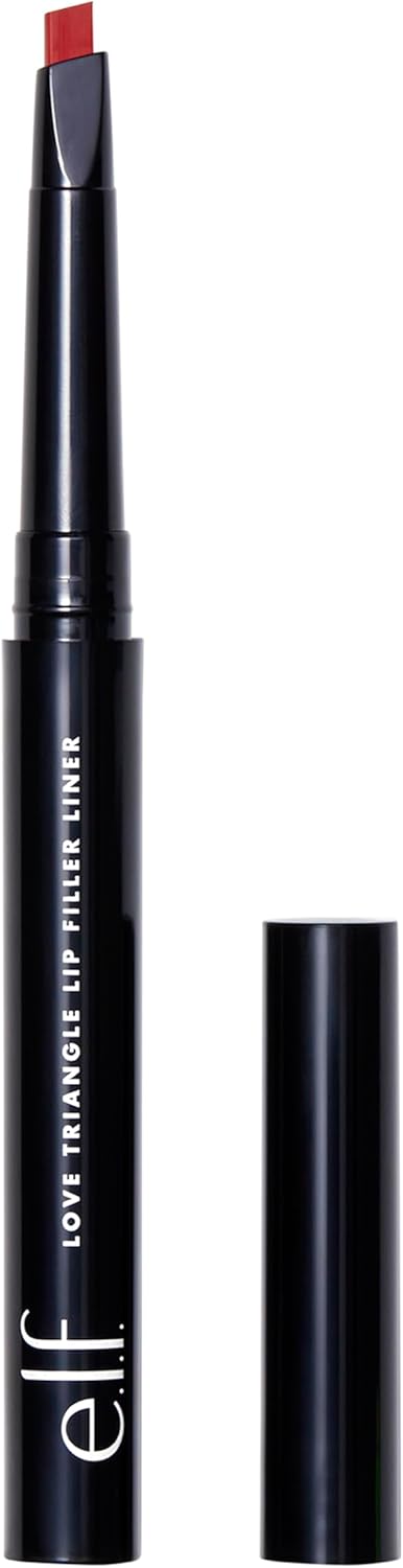 e.l.f. Love Triangle Lip Filler Liner, 2-in-1 Lip Liner Pencil For Sculpting & Filling, Long-Lasting Intense Colour, Red