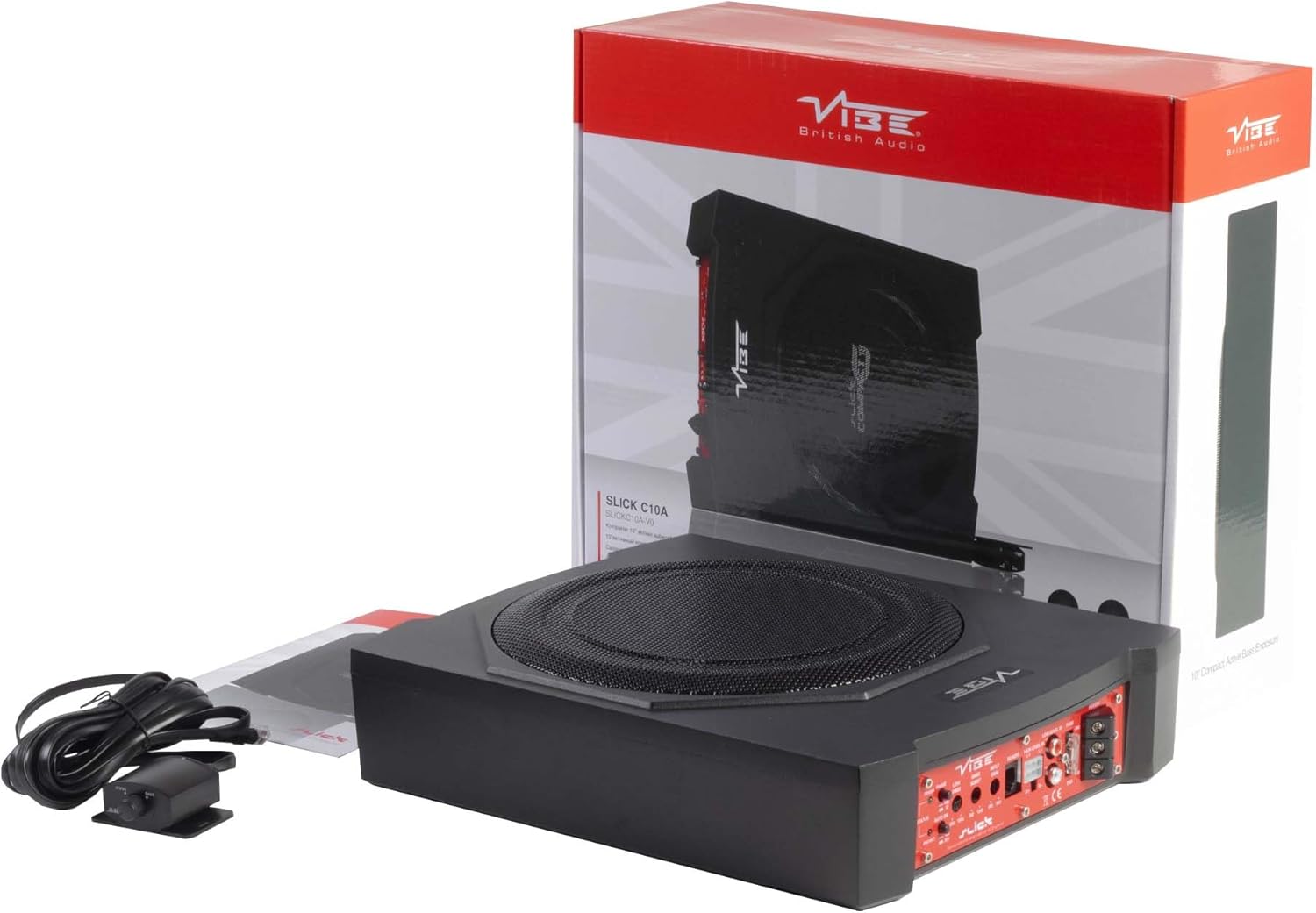 VIBE Slick C10A 10inch Car Underseat Compact Slim Active Amplified Subwoofer Sub Bass Box Enclosure