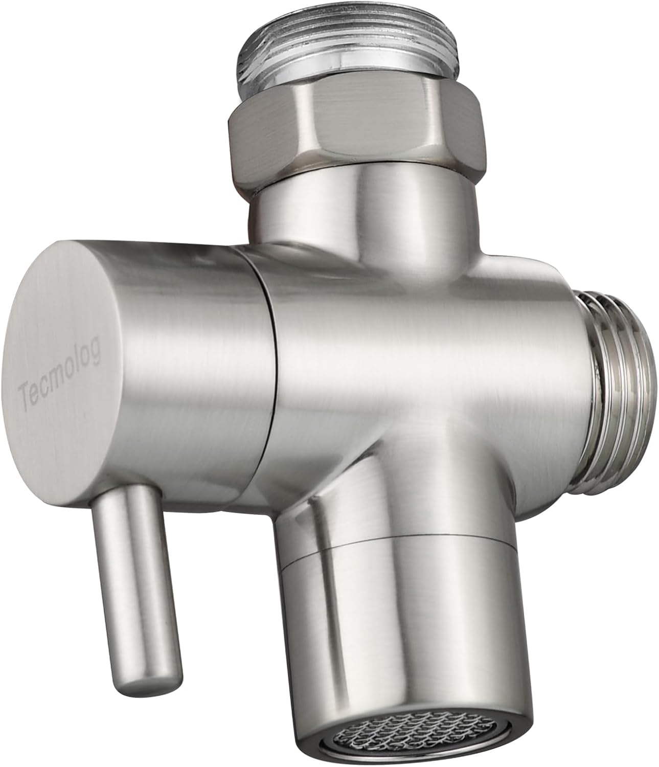 Tecmolog Sink Diverter Brass Faucet Diverter Valve 22mm 3 Way Faucet Splitter for Bathroom and Kitchen Faucet Brushed Nickel, SBA021CNA