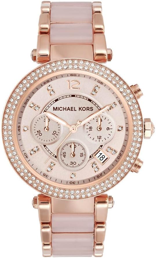 Michael Kors Parker Watch for Women, Quartz Chronograph Movement with Stainless Steel or PVC Strap
